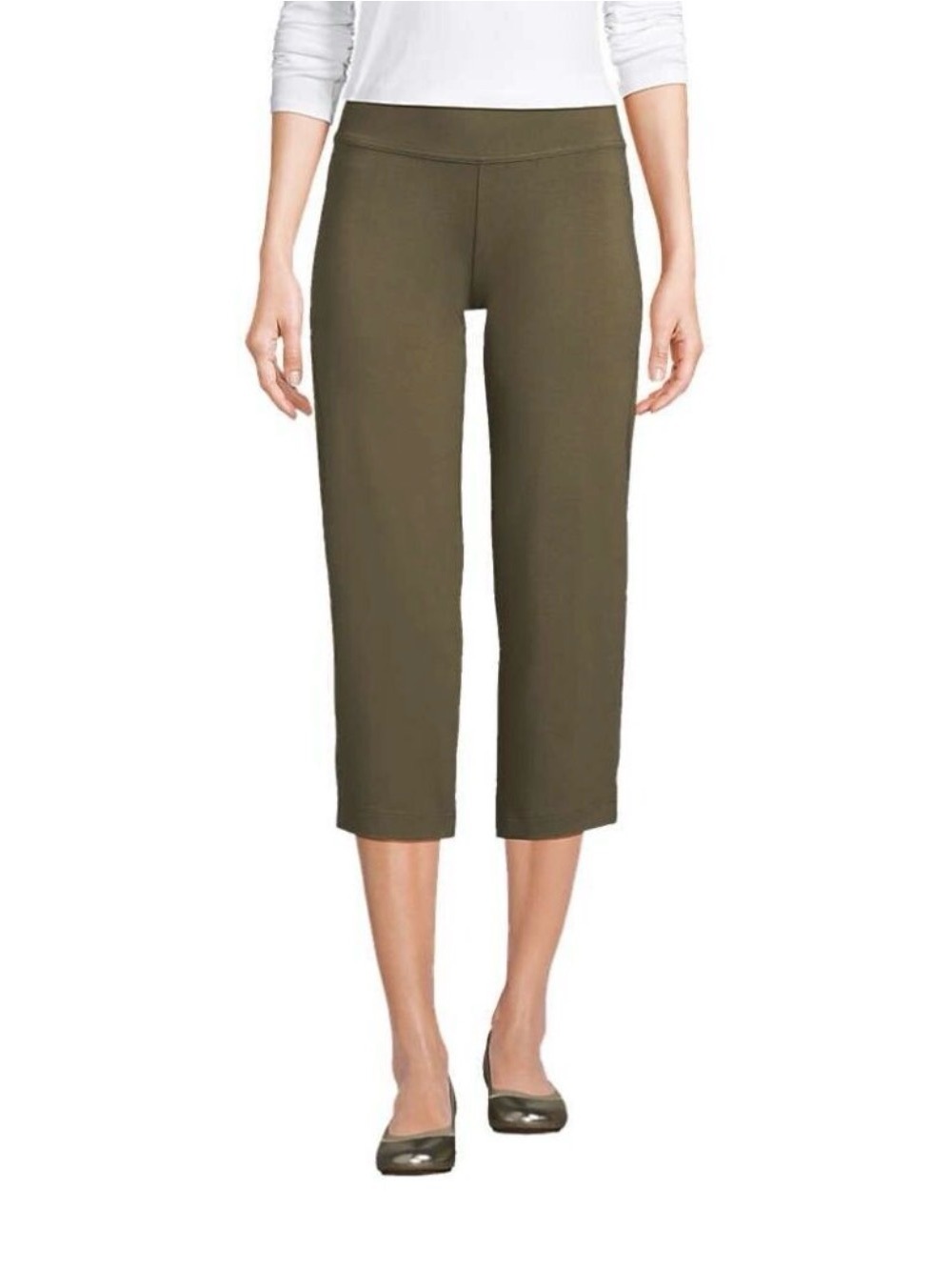 Lands' End Green Women’s Shore Knit Pull On Stretch Knit Capri - Size S
